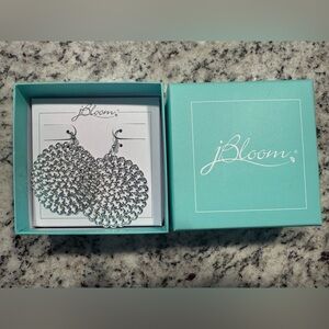 NWT jBloom Silver Tone Filigree Circle Drop Earrings